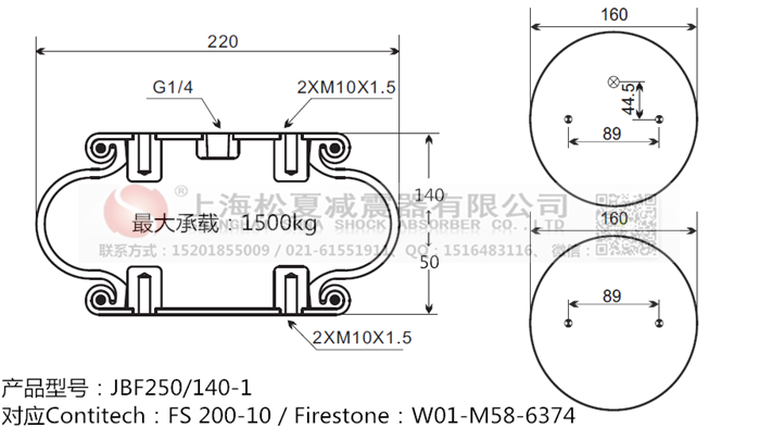 JBF250/140-1橡膠<a href='http://www.63859.cn/' target='_blank'><u>空氣彈簧</u></a>