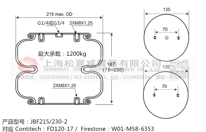 JBF215/230-2橡膠<a href='http://www.63859.cn/' target='_blank'><u>空氣彈簧</u></a>