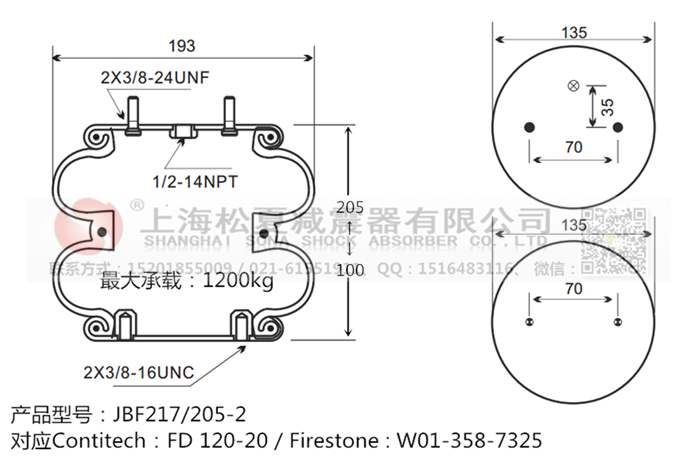 JBF217/205-2橡膠<a href='http://www.63859.cn/' target='_blank'><u>空氣彈簧</u></a>